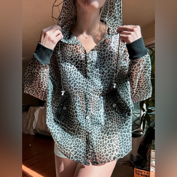 Clear Black Leopard Print Raincoat (S) NWOT - Picture 1 of 7